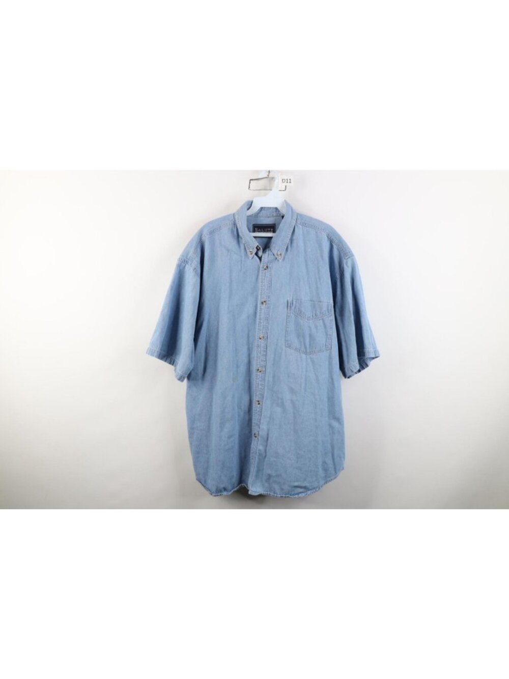 Vintage 90s Streetwear Mens XL Baggy Denim Jean Collared Button Down Shirt Blue